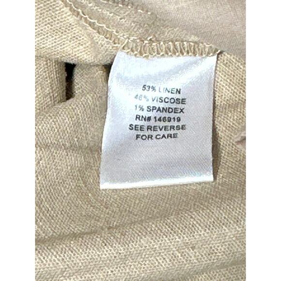Jaclyn Smith Stretch Linen Blend Wide Leg Cargo Trouser Pants Tan Neutral Sz 1X - Picture 10 of 12